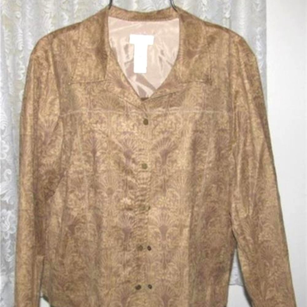 TAUPE Brushed Poly Suede JACKET Plus Sz 16W Liz Claiborne Woman